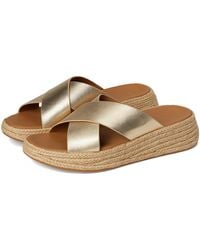 Fitflop - F-Mode Espadrille Leather Flatform Cross Slides Wedge Shoes 11 M (B) - Lyst