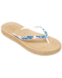 Tongs Roxy South Beach Pour Femme – Semelle EVA Confortable – Dessous En Caoutchouc – Design Imprimé Et Clou Métal
