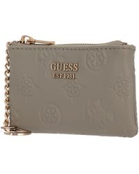 Guess - Jena Zip Pouch Taupe Logo - Lyst