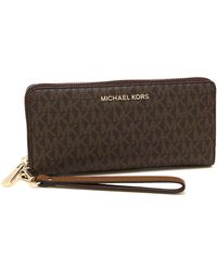 Michael Kors - Jet Set Travel Large Travel Continental Wristlet Wallet Brown - Lyst