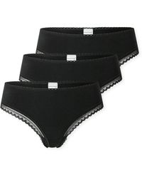 Schiesser - Größe 46 Schwarz - Atmungsaktive Baumwolltangas mit Spitzenbändern am Bund - Elastisches Single-Jersey - Bequeme Unterwäsche mit - Lyst