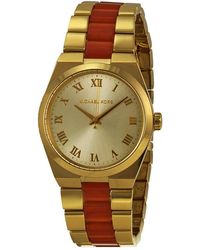Michael Kors - Channing Mk6153 Gold Metal Quartz Fashion Watch - Lyst