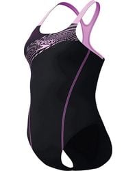 Women's Placement Laneback Swimsuit Black/Red | UK