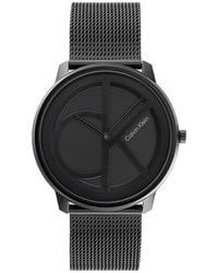 Calvin Klein - 40MM con Cinturino in Maglia Metallica in Acciaio Inossidabile Nero - Lyst