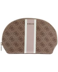 Guess - Dome Pouch Latte Logo - Lyst