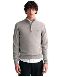 GANT - Superfine Lambswool Half Zip Pullover Sweater - Lyst