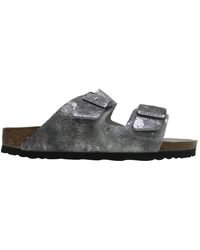 Birkenstock - Arizona Bs Suede Leather Vintage Metallic Gray Silver Sandals 4.5 Uk - Lyst