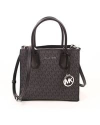 Michael Kors - Mercer Medium Messenger Crossbody Satchel Bag Black Signature - Lyst