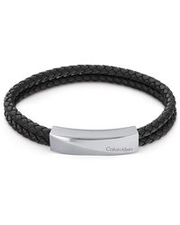 Calvin Klein Bracelet en Cuir pour Collection WRAPPED & BRAIDED Vert - 35000099 - Noir