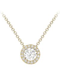 Amazon Essentials - 9ct Yellow Gold Cubic Zirconia Halo Necklace - Lyst