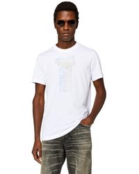 DIESEL - T-shirt con loghi metallici - Lyst