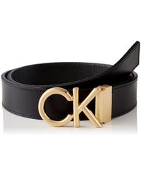 Calvin Klein Calvin Klein Gürtel Round Mono Plaque Belt 35mm aus Leder - Schwarz
