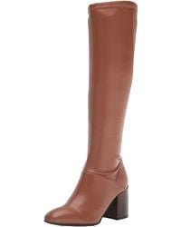 Franco Sarto - S Tribute Knee High Heeled Boot Saddle Brown Stretch 11 M - Lyst