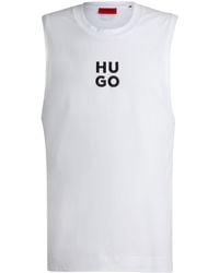 HUGO - S Beach Tank Top Stacked-logo Tank Top In Cotton Jersey - Lyst