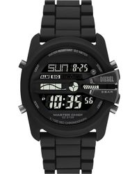 DIESEL - Master Chief Digital Black Silicone Strap Watch 44mm - Lyst