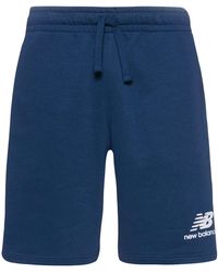 New Balance - Essentials Fleece gestapeltem Logo Shorts - Lyst