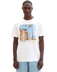 Tom Tailor - Basic T-Shirt mit sommerlichem Fotoprint - Lyst