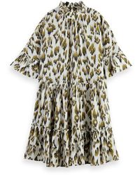 Scotch & Soda - Short Dress With Ruffle Sleeve Detail Casual - Lyst