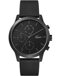 Lacoste S Multi Wijzerplaat Quartz Horloge Met Lederen Band 2010997 - Zwart
