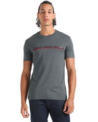 Calvin Klein - T-Shirt Kurzarm Mixed Institutional Logo Tee Rundhalsausschnitt - Lyst