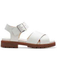 Clarks - Orinoco Cross Leather Sandals In Off White Wide Fit Size 4 - Lyst