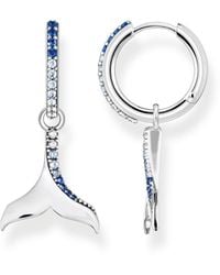 Thomas Sabo - Creolen in der Farbe Silber aus 925 geschwärztem Sterlingsilber mit Schwanz und blauen Zirkonia - Lyst