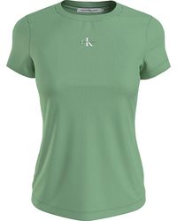 Calvin Klein - Shirt Micro MONOLOGO Slim FIT Tee Green - Lyst