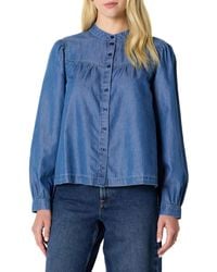 Amazon Essentials - Relaxed-fit Denim Chambray Long-sleeve Blouse - Lyst
