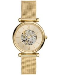 Fossil - Carlie Automatic Stainless Steel Mesh Three-hand Watch - Lyst