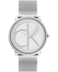 Calvin Klein - Analogue Quartz Watch Unisex With Silver Stainless Steel Mesh Bracelet - 25200027 - Lyst