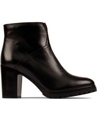 Clarks - Hapus Zip Leather Boots In Black Standard Fit Size 8 - Lyst