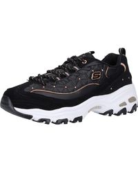 skechers d'lite chunky trainers 3.0 in black and white mono