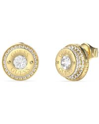 Guess - Ohrringe Ohrstecker Coin Pave Goldfarben JUBE05557JWYGT/U - Lyst