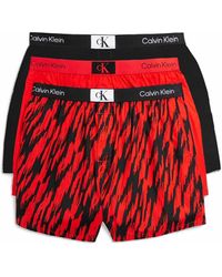 Calvin Klein - S Pack Slim Boxers Aop/red/black S - Lyst