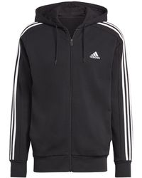 adidas - Essentials French Terry 3-stripes Full-zip Hoodie - Lyst