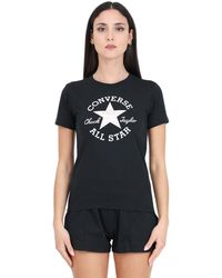 Converse - Zwart T-shirt Met Maxi-print Met Gekleurd Logo - Lyst