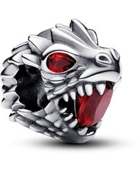 PANDORA - Game Of Thrones Dragon Head Sterling Silver Charm With Salsa Red Crystal - Lyst