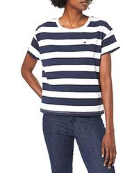 Tommy Hilfiger Tjw Stripe Cropped Boxy Crew T-Shirt - Blau