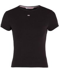Tommy Hilfiger - T-shirt Donna iche Corte Essential Rib Scollo Rotondo - Lyst