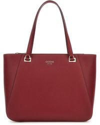 Guess - Schoudertas Shopper Met Laptopvak Calebra Tote Rust Red Donkerrood - Lyst