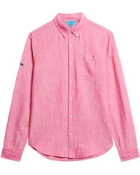 Superdry - Shirt Studios Linen BD L/S Shirt Vibe Pink XXL Hombre - Lyst
