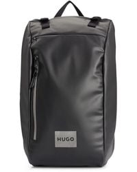 HUGO - Quantum N Backpack Rucksack mit dekorativem Logo-Print in reflektierender Optik Schwarz Stck - Lyst