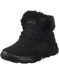 skechers street blox flat ankle hiker boots in black
