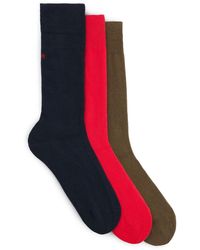 HUGO - S 3p Rs Uni Cc Three-pack Of Regular-length Socks With Logo Details - Lyst