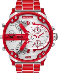 DIESEL - Mr. Daddy 2.0 Red Enamel And Stainless Steel Watch - Lyst
