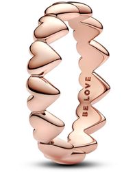 PANDORA - Moments Reihe von Herzen Ring aus Sterling Silber mit rosévergoldeter Metalllegierung - Lyst
