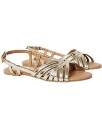 Dorothy Perkins - Fiona Faux Leather Lattice Peep Toe Slingback Flat Sandals - Lyst