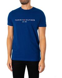 Tommy Hilfiger - Camiseta de ga Corta para Hombre con Cuello Redondo y Logotipo Tommy - Lyst