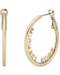 Michael Kors - Stainless Steel Mk Logo Hoop Earrings For - Lyst