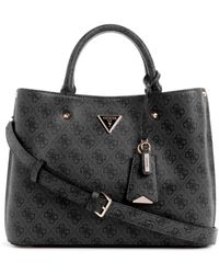 Guess - Meridian Ii Girlfriend Satchel Bag Coal Logo - Lyst